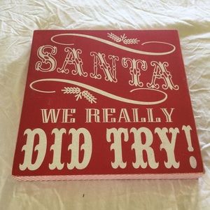 Rustic Red Wooden Christmas Santa letter sign Square 15"x15" Large